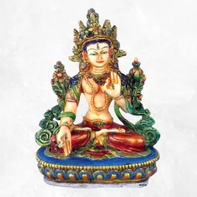 Statuette bouddhiste Tara Blanche peinte à la main - Artisanat Tibétain - Statuettes bouddhistes tibétaines artisanales