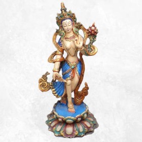 Statue Tara verte sur pied 22 cm