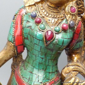 Rare statue Tara en laiton et turquoise 30 cm Statuettes Bouddhistes STATARA20
