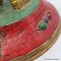 Rare statue bouddhisteTara en laiton et turquoise 30 cm - Statuettes bouddhistes tibétaines artisanales