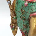 Rare statue bouddhisteTara en laiton et turquoise 30 cm - Statuettes bouddhistes tibétaines artisanales