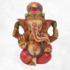 Statuette bouddhiste Ganesh 11.5 cm peinte à la main - Statuettes bouddhistes tibétaines artisanales