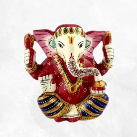 Artisanat népalais statuette Ganesh peinte à la main - Statuettes bouddhistes tibétaines artisanales