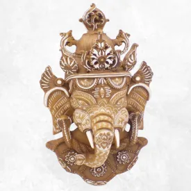 Statuette tibetaine masque mural Ganesh patine naturelle 30 cm - Statuettes bouddhistes tibétaines artisanales