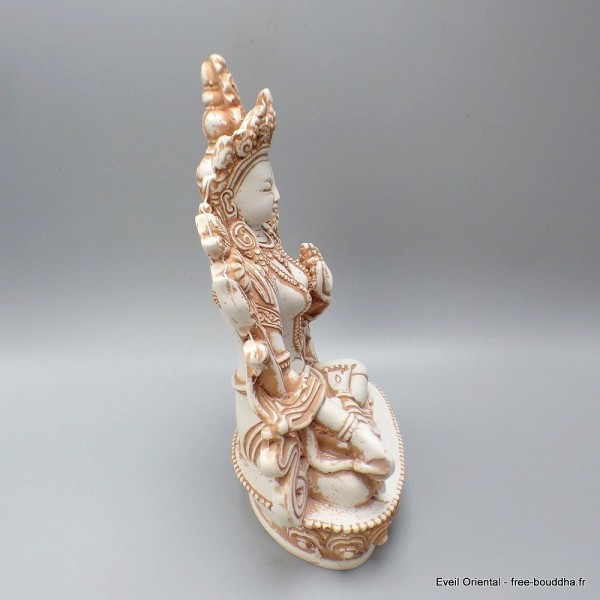 Statuette bouddhiste Tara Blanche patinée 20 cm Statuettes Bouddhistes STATB4