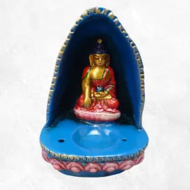Porte-encens tibétain terre cuite bleue - Porte-encens tibétains