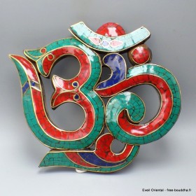 Om hindou en bois et pierres naturelles
