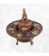 Brûleur d'encens tibétain rond orné de Mantra Encens tibétains, accessoires BESA2.1