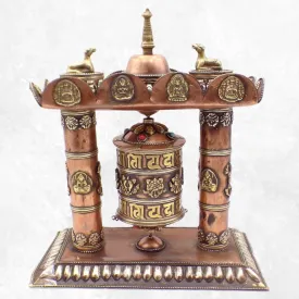 Grand moulin à prières bouddhiste Stupa 25 cm - Moulin à prières tibétain de table