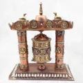 Grand moulin à prières bouddhiste Stupa 25 cm - Moulin à prières tibétain de table