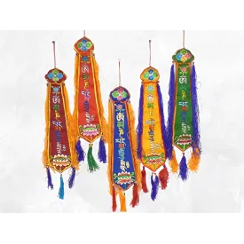 Amulette tibétaine porte-bonheur, mantra de Chenrezi - Tentures bouddhistes