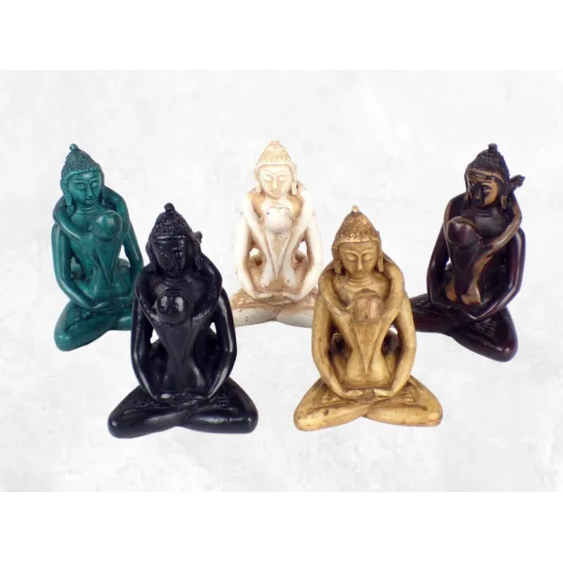 Statuette bouddhiste mini Shakti coloris divers - 9 cm - Statuettes bouddhistes tibétaines artisanales