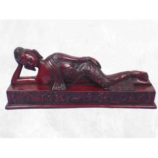 Statuette bouddhiste tibétaine Bouddha couché 31 cm - Statuettes bouddhistes tibétaines artisanales