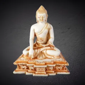 Statuette bouddhiste tibetaine Bouddha Sakyamouni couleur sable - Statuettes bouddhistes tibétaines artisanales