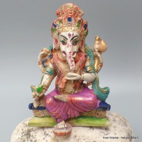Statuette Ganesh assis pantalon rose 11 cm