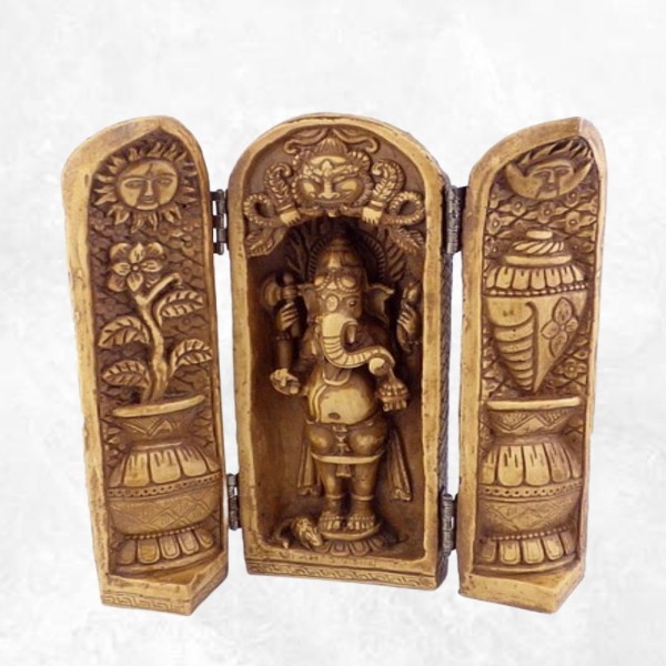 Autel temple bouddhiste portatif Ganesh 20 cm Stupas, temples tibétains TRYP3