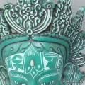 Décoration murale Tara Verte 20 cm - Artisanat Tibétain - Sculpture, tableau, masque mural bouddhiste