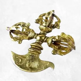 Double dorjé tibetain Kartika en laiton massif - Objets rituels bouddhistes