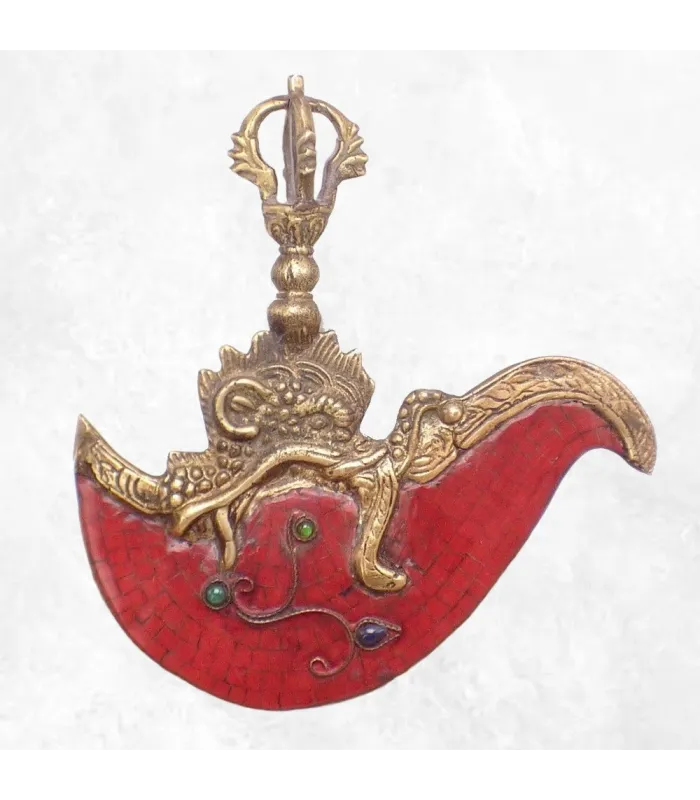 Kartika tibétain (drigug) laiton serti de corail - Kartika Tibétain Bouddhiste