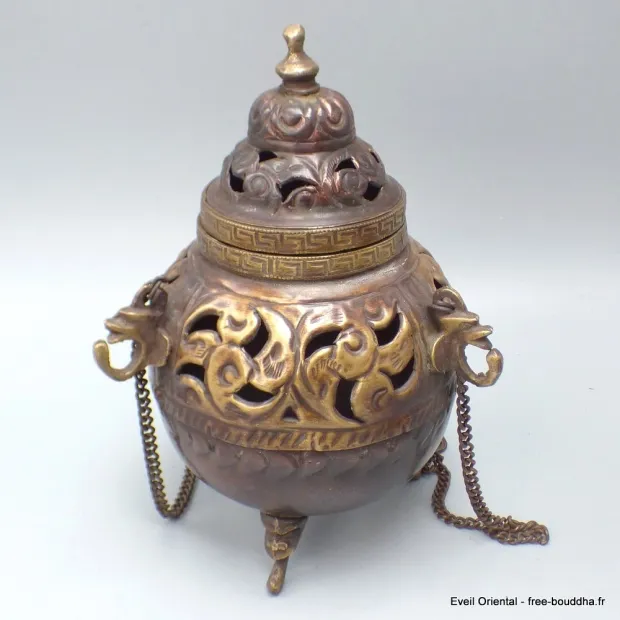 Porte-encens tibétain Encensoir bouddhiste antique 18 cm - Porte-encens tibétains