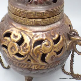 Porte-encens tibétain Encensoir bouddhiste antique 18 cm - Porte-encens tibétains