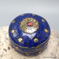 Boîte pour bijoux népalaise pierres bleues 