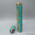 Porte-encens tibétain cylindrique pierres turquoise - Porte-encens tibétains