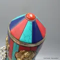 Porte encens tibétain cylindrique multicolore - Porte-encens tibétains