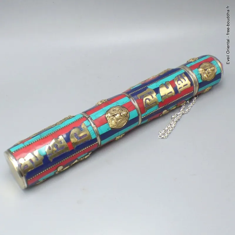 Porte encens tibétain cylindrique multicolore - Porte-encens tibétains