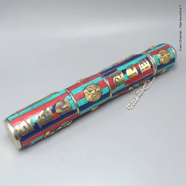 Porte encens tibétain cylindrique multicolore - Porte-encens tibétains