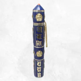 Porte encens tibétain cylindrique pierres bleues - Porte-encens tibétains