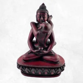 Statuette bouddhiste Shakti (Samantabhadra) 13 cm patine rouge - Statuettes bouddhistes tibétaines artisanales