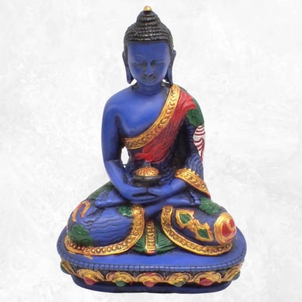 Statuette Bouddha de Médecine avec lotus 14 cm Statuettes Bouddhistes BLUEB5