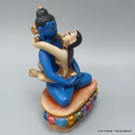Statuette bouddhiste Bouddha Shakti 12 cm peinte à main - Statuettes bouddhistes tibétaines artisanales