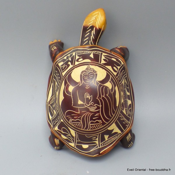 Statuette tibétaine Tortue et Bouddha 