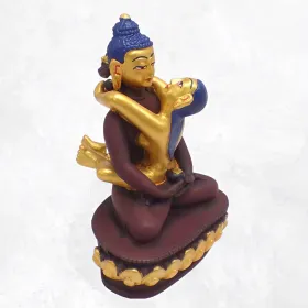 Statuette bouddhiste bouddha Shakti 13 cm bordeau or - Statuettes bouddhistes tibétaines artisanales