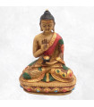 Statue tibétaine Bouddha jaune en enseignement Statuettes Bouddhistes SAKYA4