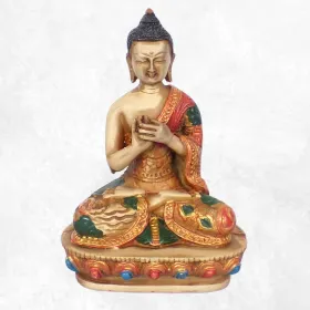 Statue bouddhiste tibétaine Bouddha Sakyamouni peint à la main - Statuettes bouddhistes tibétaines artisanales