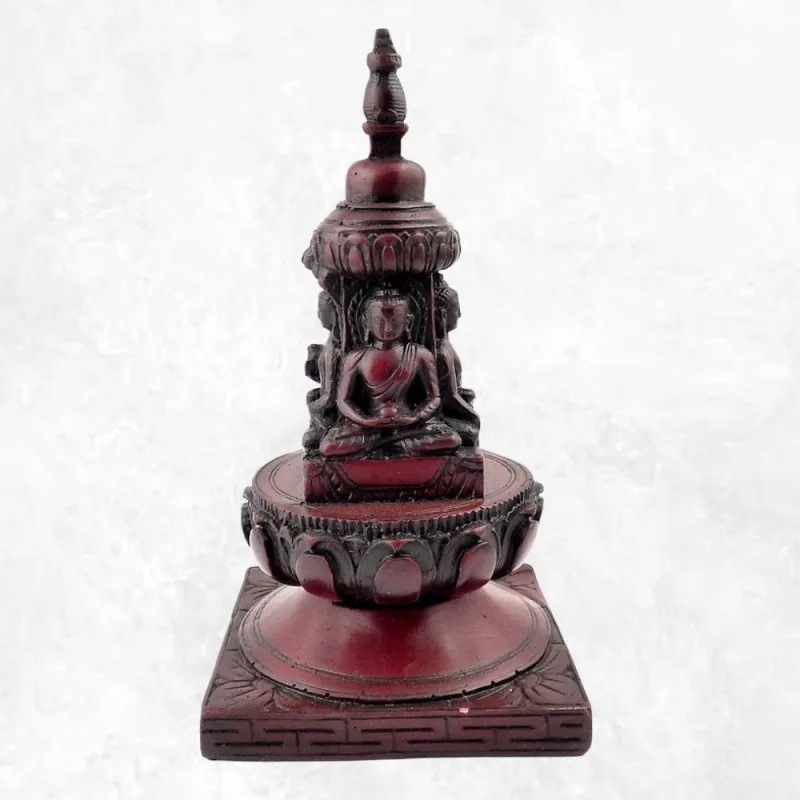 Statuette bouddhiste Stupa tibetain en résine 15 cm - Statuettes bouddhistes tibétaines artisanales