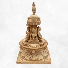 Statuette bouddhiste Stupa tibétain 4 Buddhas 23 cm - Statuettes bouddhistes tibétaines artisanales