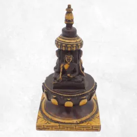 Statuette bouddhiste Stupa tibétain de temple en résine patine antique - Statuettes bouddhistes tibétaines artisanales