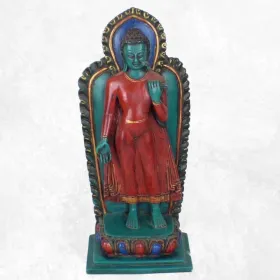Statue tibétaine Bouddha debout en marche - Statuettes bouddhistes tibétaines artisanales