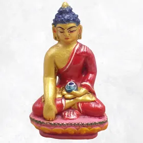 Statuette tibétaine bouddhiste en Terre cuite Bouddha Sakyamouni 10 cm - Statuettes bouddhistes tibétaines artisanales