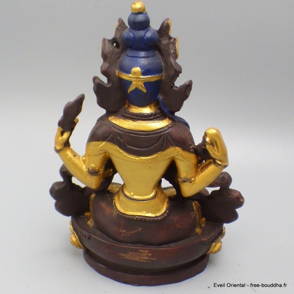Statuette Chenrezi marron et or 15 cm Statuettes Bouddhistes STACH2