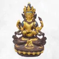 Statuette bouddhiste Chenrezi marron et or 15 cm - Statuettes bouddhistes tibétaines artisanales