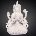Statuette bouddhiste Chenrezi résine blanche 20 cm - Statuettes bouddhistes tibétaines artisanales