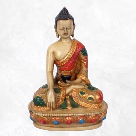 Statue tibétaine Bouddha Ratnasambhava main au sol Statuettes Bouddhistes SAKYA3