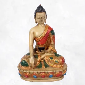 Statue tibétaine Bouddha Ratnasambhava main au sol - Statuettes bouddhistes tibétaines artisanales