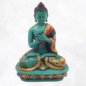 Statuette tibetaine Bouddha en méditation peint à la main - Statuettes bouddhistes tibétaines artisanales
