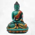 Statuette tibétaine Bouddha en méditation résine verte - Statuettes bouddhistes tibétaines artisanales